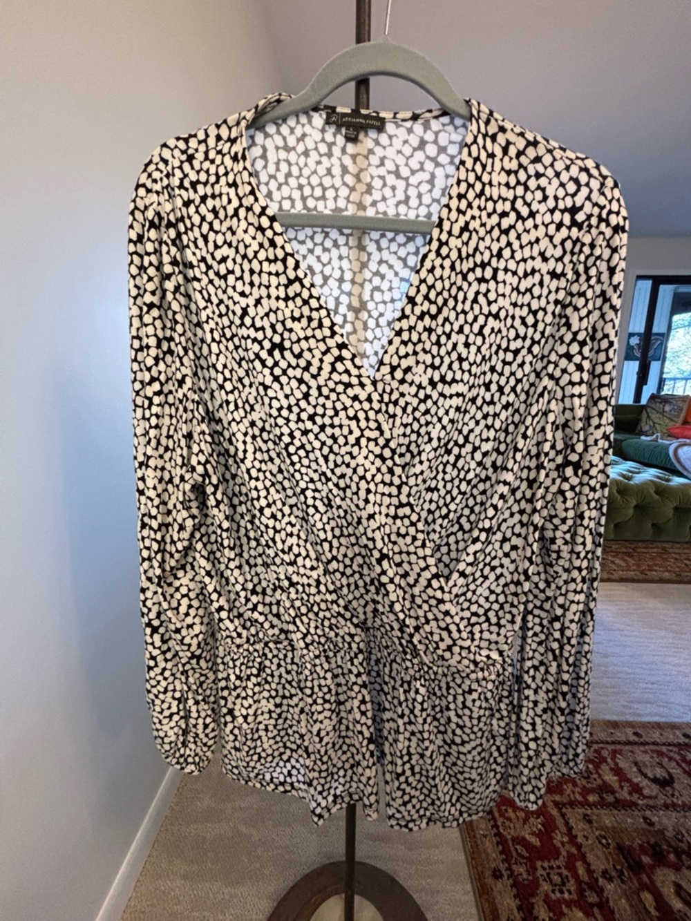 Adrianna Papell Black and White Surplice Front Top